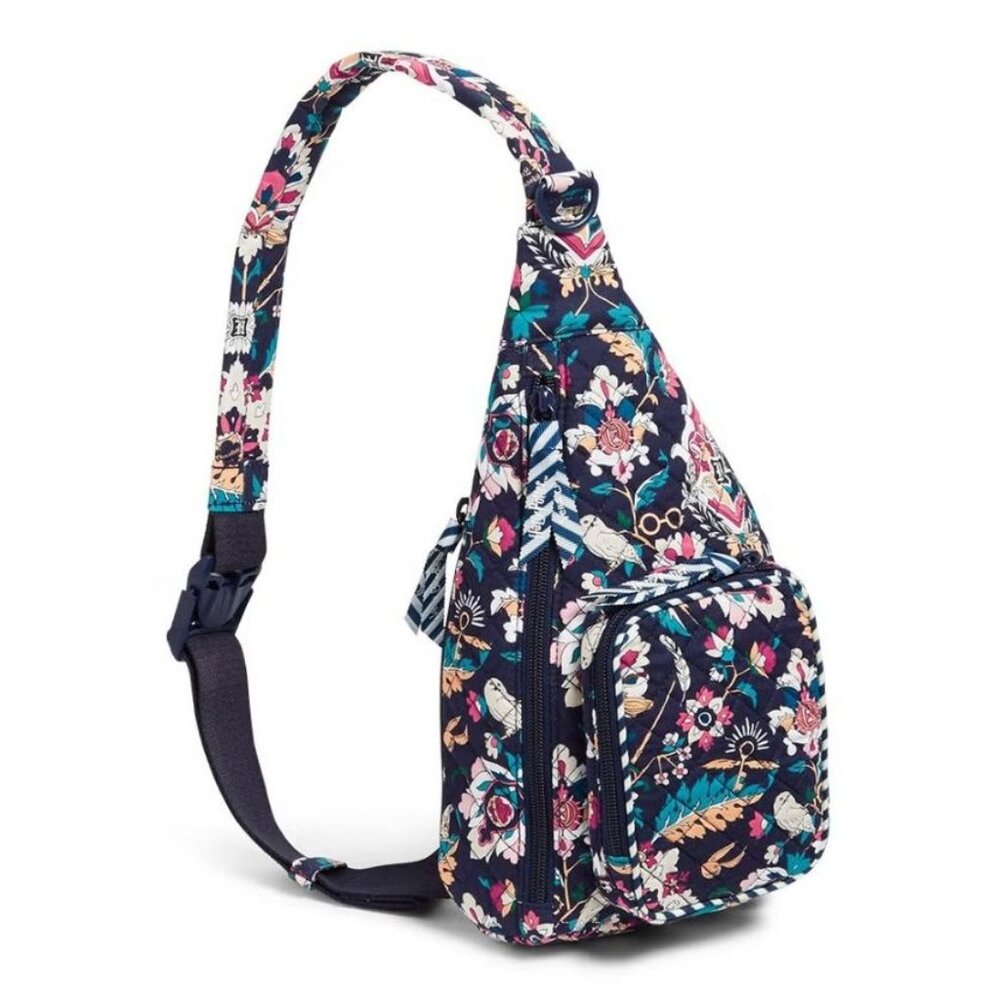 Vera Bradley Harry Potter Sling Backpack Quilted Navy Floral Forbidden Forest